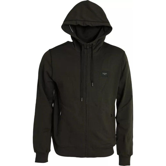 Dolce & Gabbana Army Green Logo Hooded Full Zip Sweater Dolce & Gabbana Black
