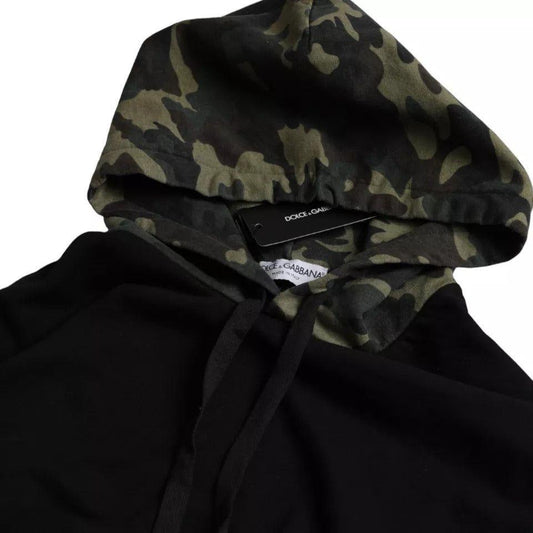 Dolce & Gabbana Black Camouflage Hooded Sweatshirt Sweater Dolce & Gabbana Black