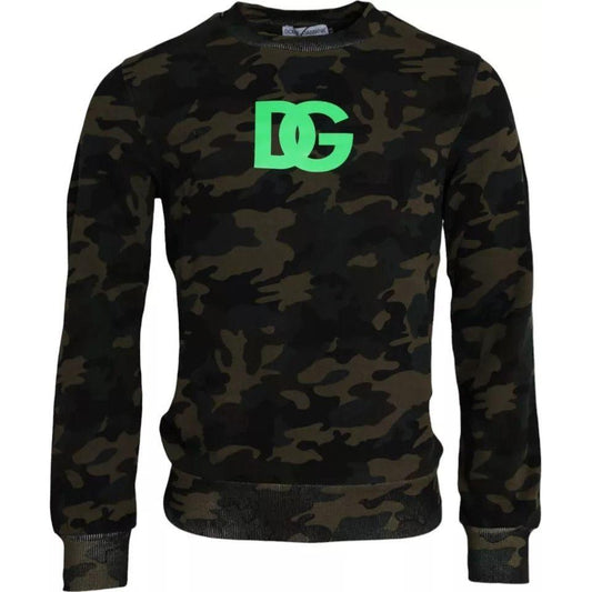 Dolce & Gabbana Black Camouflage Crew Neck Pullover Sweater Dolce & Gabbana Black