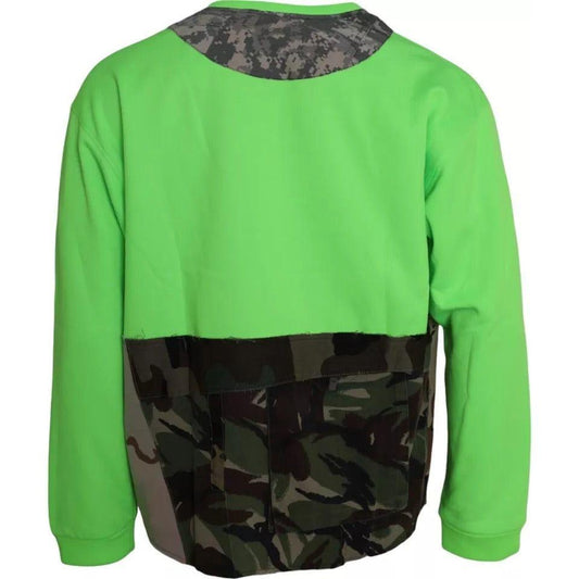 Dolce & Gabbana Green Patchwork Heart Crew Neck Pullover Sweater Dolce & Gabbana Medium Sea Green