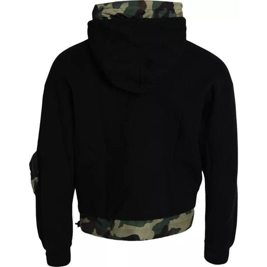 Dolce & Gabbana Black Camouflage Hooded Sweatshirt Sweater Dolce & Gabbana Black