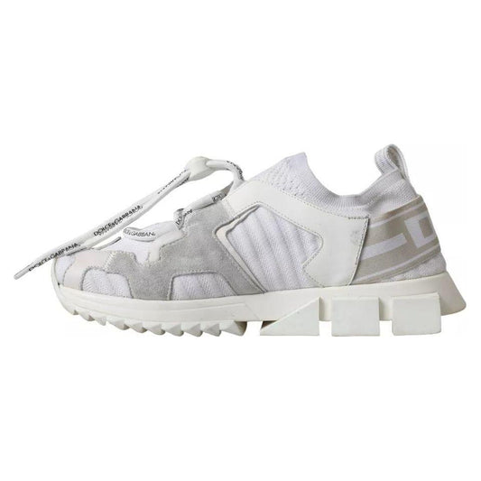 Dolce & Gabbana White Mesh Sorrento Trekking Sneakers Shoes Dolce & Gabbana Light Gray
