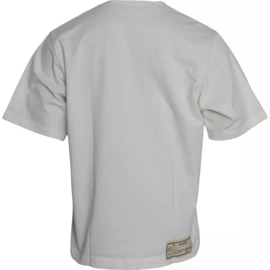 Dolce & Gabbana White Love & Peace Cotton Round Neck T-shirt Dolce & Gabbana Gray