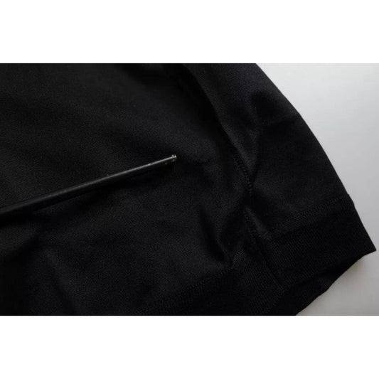 Dolce & Gabbana Black Silk Round Neck Short Sleeve T-shirt Dolce & Gabbana Black