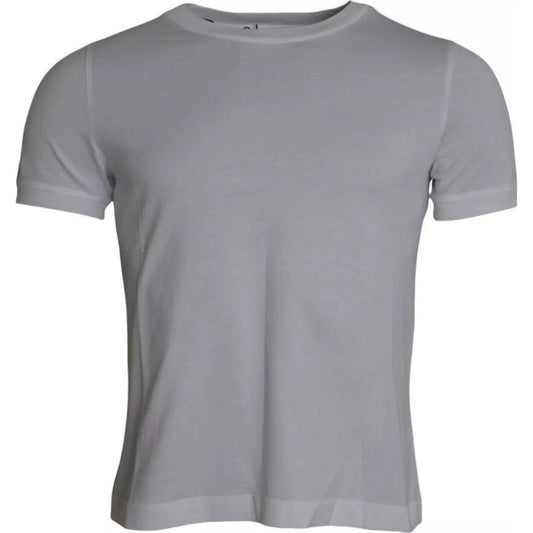 Dolce & Gabbana White Cotton Round Neck Short Sleeve T-shirt Dolce & Gabbana Light Slate Gray