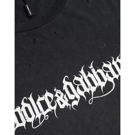 Dolce & Gabbana Black Graphic Printed Cotton Short Sleeves T-shirt Dolce & Gabbana Dark Slate Gray