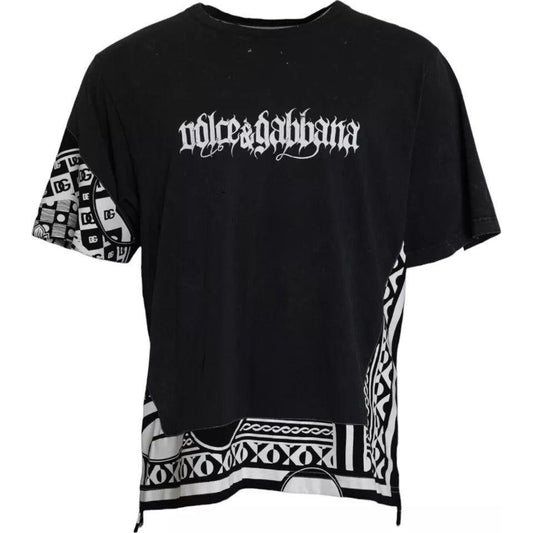 Dolce & Gabbana Black Graphic Printed Cotton Short Sleeves T-shirt Dolce & Gabbana Black