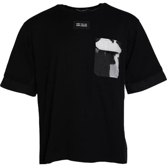 Dolce & Gabbana Black Cotton Pocket Short Sleeves Men T-shirt Dolce & Gabbana Black