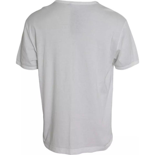 Dolce & Gabbana White Logo Embossed Cotton Crewneck T-shirt Dolce & Gabbana Gray