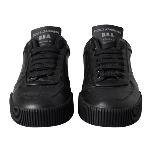 Dolce & Gabbana Black Leather Low Top Sneakers Men Shoes Dolce & Gabbana Dark Slate Gray