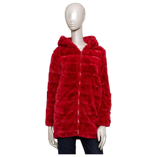 Baldinini Trend Red Polyester Women Jacket Baldinini Trend Dark Red
