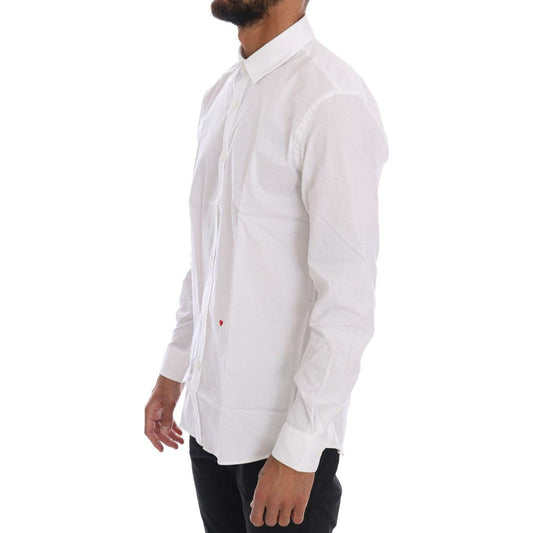 Moschino Elegant White Slim-Fit Cotton Shirt Moschino Light Gray