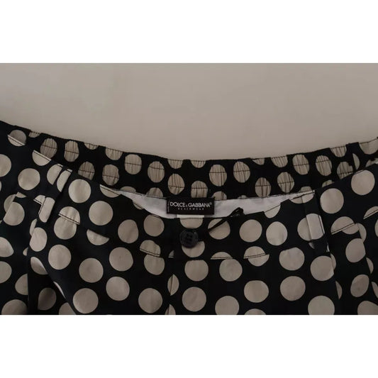 Dolce & Gabbana Black White Polka Dots Cotton Linen Shorts Dolce & Gabbana Slate Gray