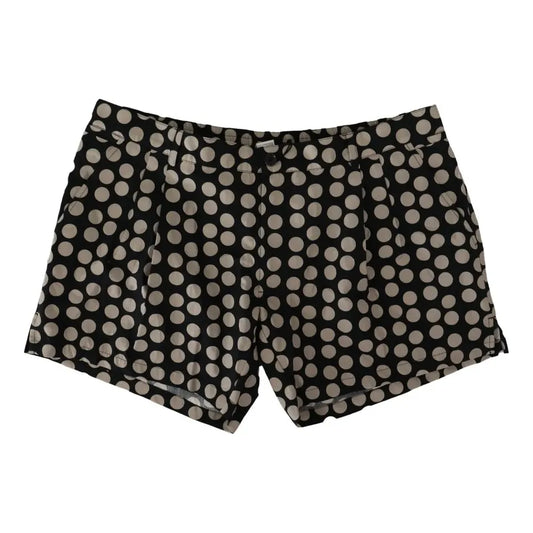 Dolce & Gabbana Black White Polka Dots Cotton Linen Shorts Dolce & Gabbana Dark Gray