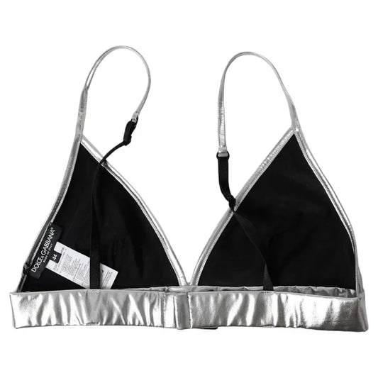 Dolce & Gabbana Silver Polyester Sleeveless Bustier Crop Top Dolce & Gabbana Black