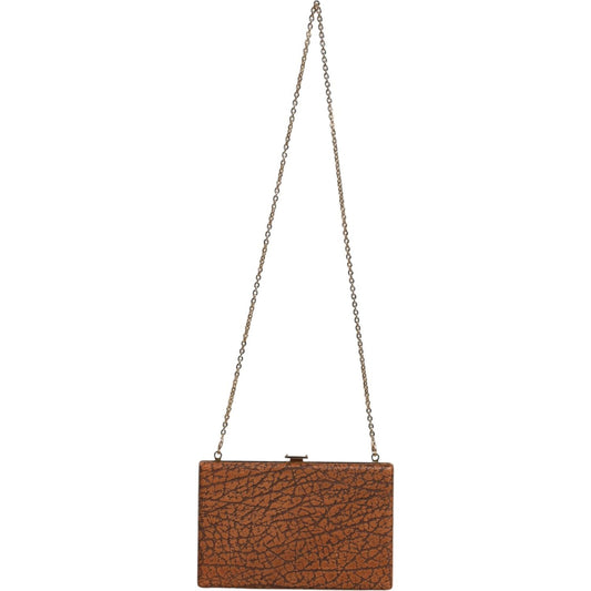 Dolce & Gabbana Brown Leather Gold Frame Clutch Mini Crossbody Bag Dolce & Gabbana Saddle Brown