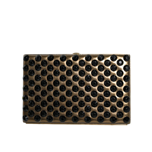 Dolce & Gabbana Gold Crystal Bifold Clutch Evening Party Women Purse Bag