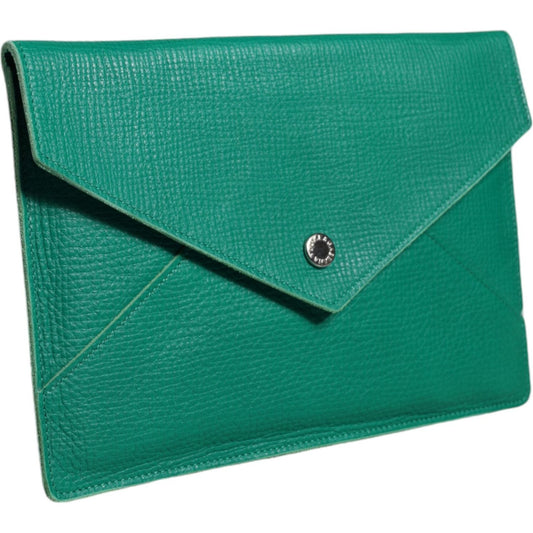Dolce & Gabbana Green Leather Handbag Clutch Mini Purse Pouch Tablet Case Dolce & Gabbana Sea Green