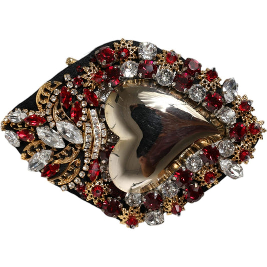 Dolce & Gabbana Gold Tone Brass Sacred Heart Crystal Embellished Brooch Brooch Dolce & Gabbana Dark Slate Gray