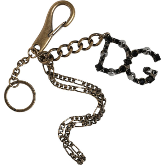 Dolce & Gabbana Silver Tone Metal DG Logo Crystal Keychain Keyring Dolce & Gabbana Dark Slate Gray