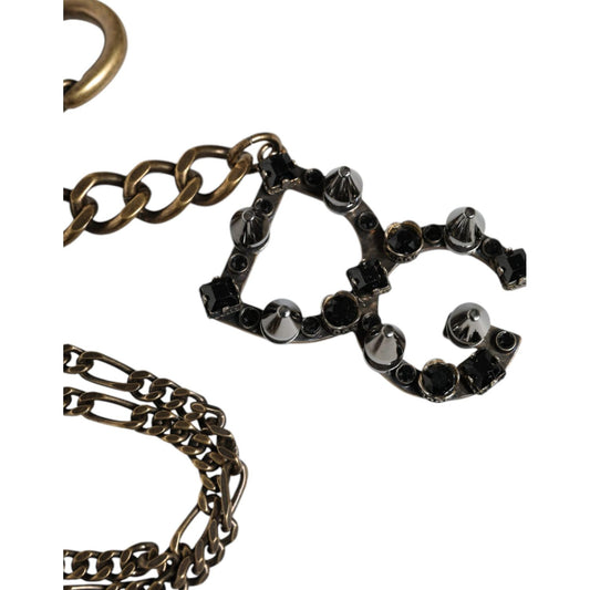 Dolce & Gabbana Silver Tone Metal DG Logo Crystal Keychain Keyring Dolce & Gabbana Dark Slate Gray