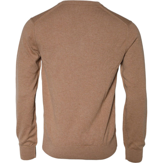 Dolce & Gabbana Brown Cashmere Knit V-neck Pullover Sweater Dolce & Gabbana Dim Gray