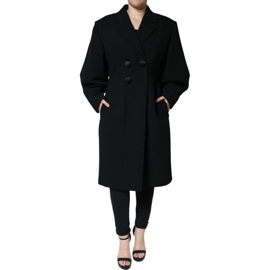Dolce & Gabbana Black Double Breasted Trench Coat Jacket Dolce & Gabbana Black