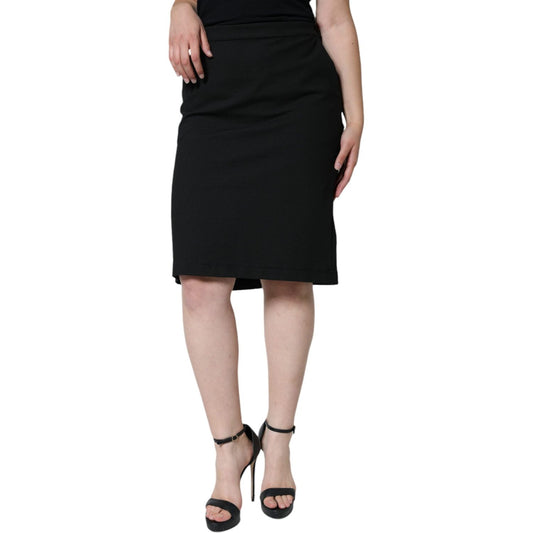 GF Ferre Black Straight Pencil Cut Knee Length Skirt GF Ferre Black