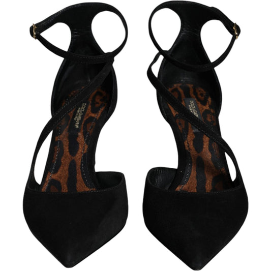 Dolce & Gabbana Black Suede Ankle Strap Pumps Heels Shoes Dolce & Gabbana Black