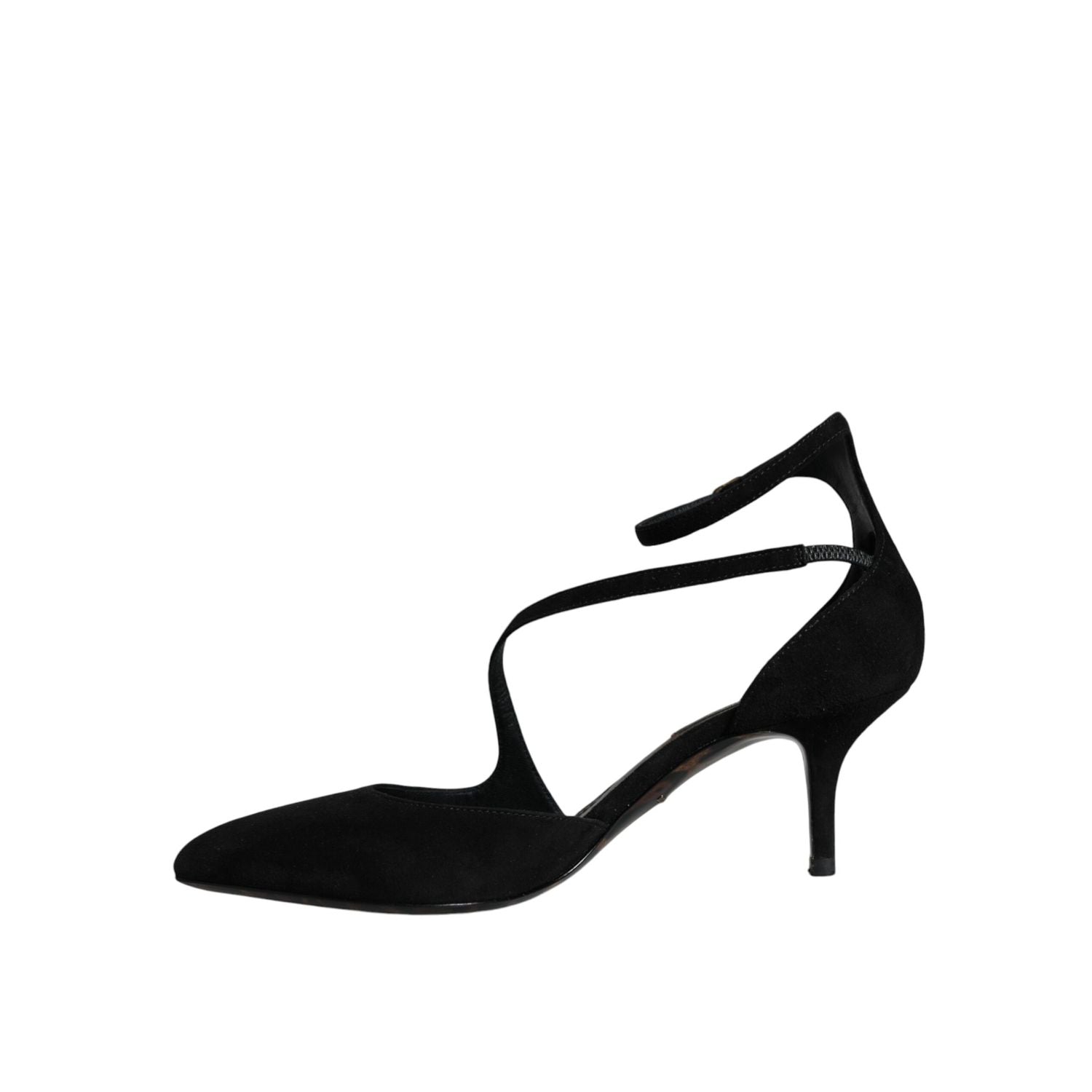 Dolce & Gabbana Black Suede Ankle Strap Pumps Heels Shoes