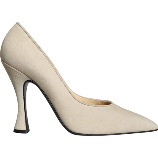 Dolce & Gabbana Beige Suede Leather High Heels Pumps Shoes Dolce & Gabbana Gray
