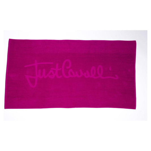 Just Cavalli Fuchsia Cotton Men Beach Towel Just Cavalli Dark Magenta