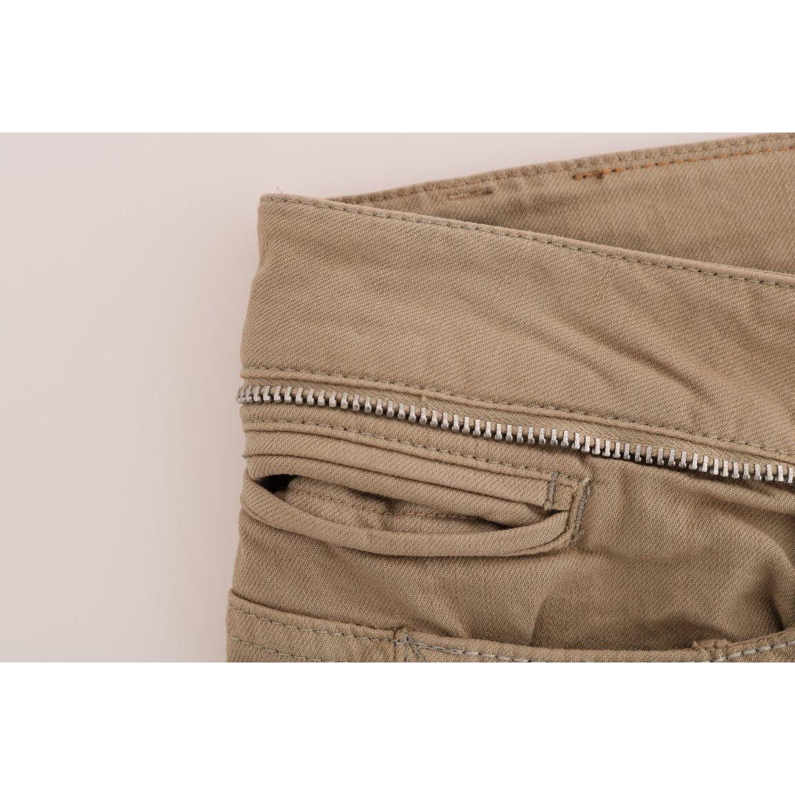 Costume National Beige Cotton Stretch Slim Fit Jeans