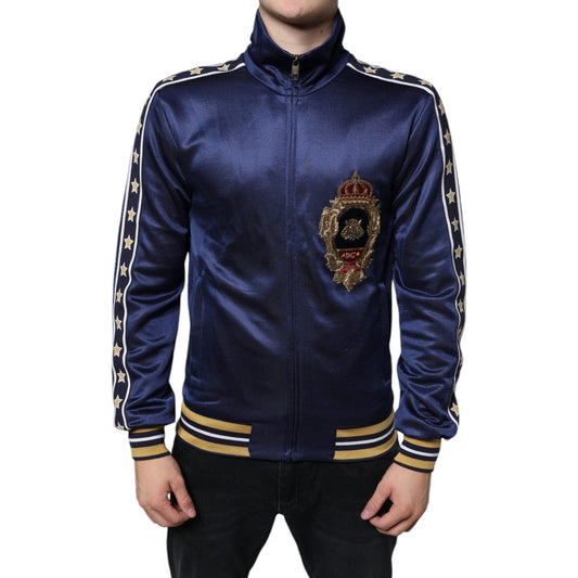 Dolce & Gabbana Blue Heraldic Patch Stripe King Bee Sweater Dolce & Gabbana Black