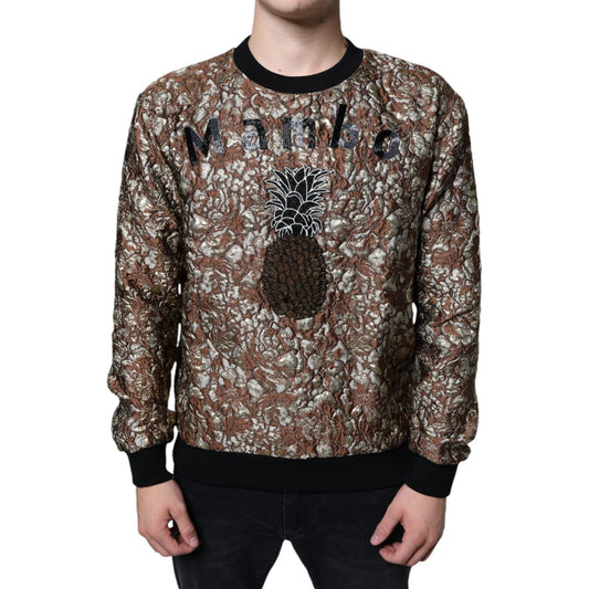 Dolce & Gabbana Brown Jacquard Mambo Pineapple Pullover Sweater Dolce & Gabbana Dark Slate Gray