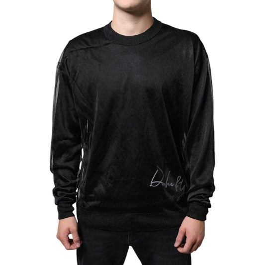 Dolce & Gabbana Black Polyester Pullover Sweatshirt Sweater Dolce & Gabbana Black