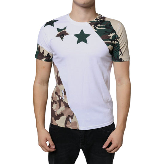 Dolce & Gabbana White Camouflage Stars Crew Neck T-shirt Dolce & Gabbana Gray