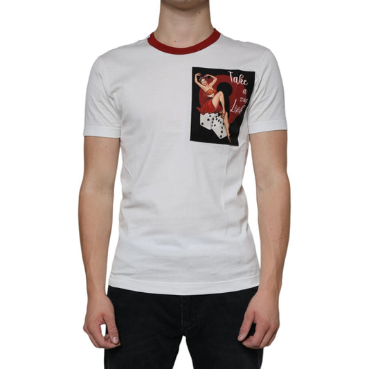 Dolce & Gabbana White Graphic Print Cotton Crew Neck T-shirt Dolce & Gabbana Gray
