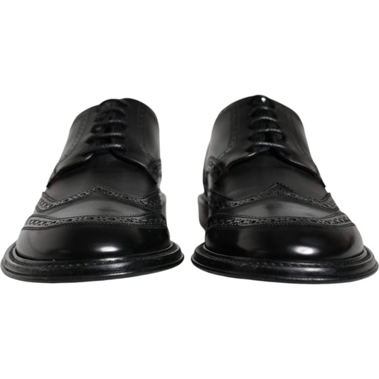 Dolce & Gabbana Black Leather Oxford Wingtip Formal Shoes Dolce & Gabbana Dark Slate Gray