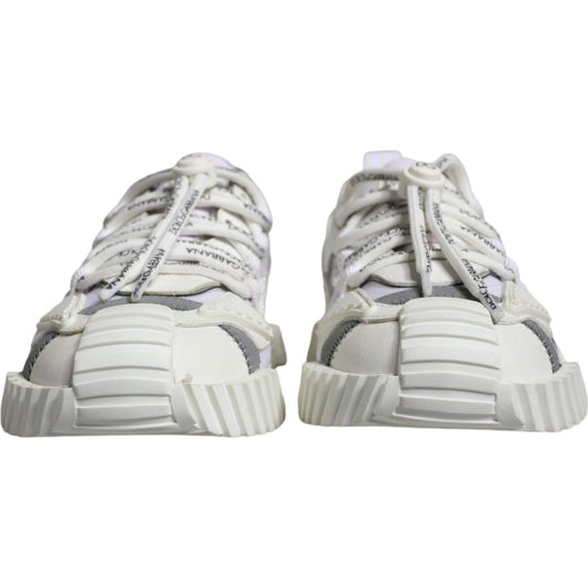 Dolce & Gabbana White Lace Up Low Top NS1 Sneakers Shoes Dolce & Gabbana Gray