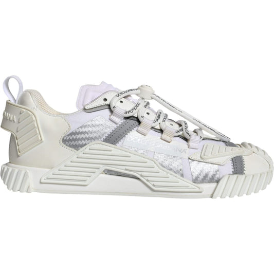 Dolce & Gabbana White Lace Up Low Top NS1 Sneakers Shoes Dolce & Gabbana Light Gray