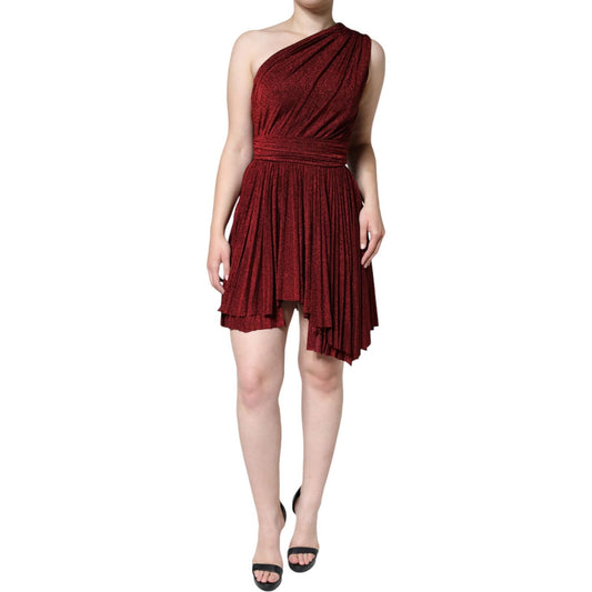 Dolce & Gabbana Red One Shoulder Pleated A-line Mini Dress Dolce & Gabbana Gray