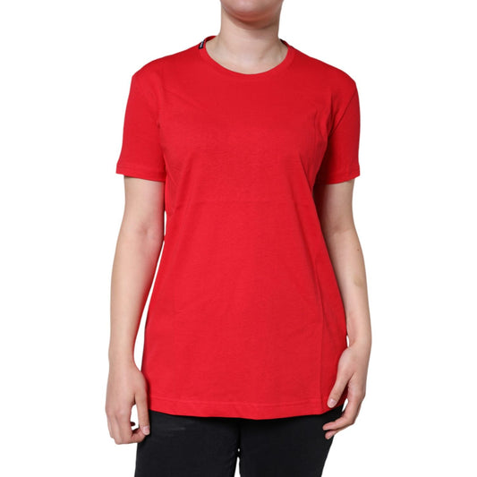 Dolce & Gabbana Red Cotton Crew Neck Short Sleeve Tee T-shirt Dolce & Gabbana Firebrick