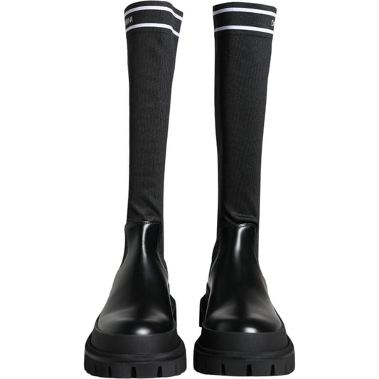 Dolce & Gabbana Black White Polyester Socks High Boots Shoes Dolce & Gabbana Dark Slate Gray