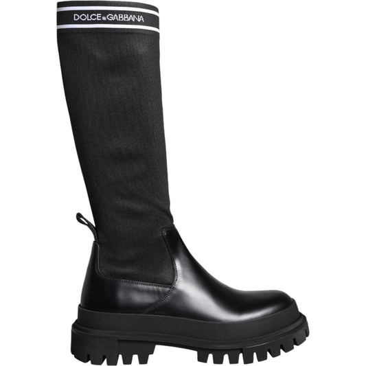 Dolce & Gabbana Black White Polyester Socks High Boots Shoes Dolce & Gabbana Dark Slate Gray