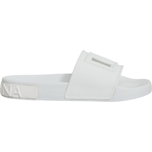 Dolce & Gabbana White Rubber Slides Sandals Beachwear Shoes Dolce & Gabbana Light Gray