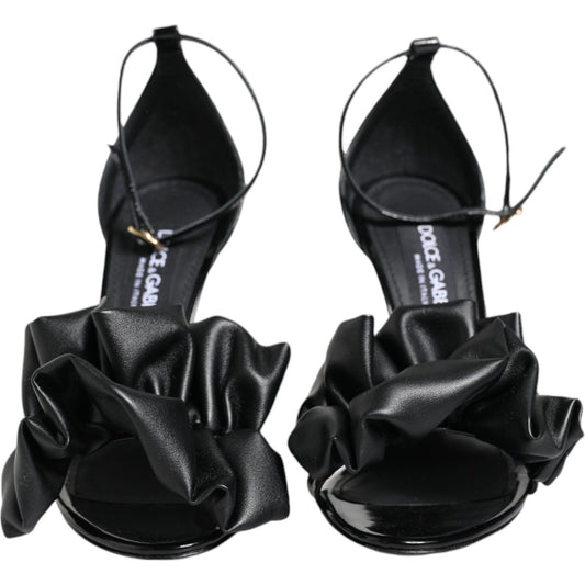 Dolce & Gabbana Black Leather Ankle Strap Heel Sandals Shoes Dolce & Gabbana Black