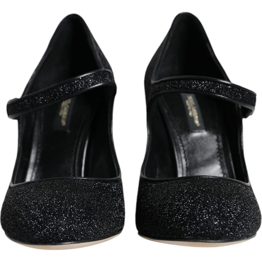 Dolce & Gabbana Black Suede Mary Jane Heel Sandals Shoes Dolce & Gabbana Black