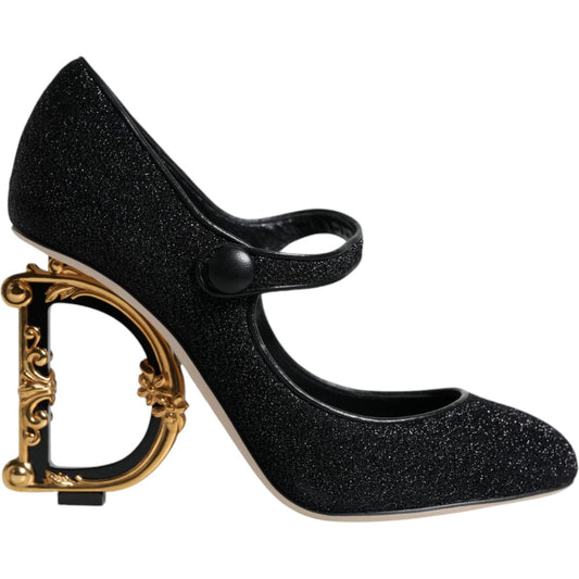 Dolce & Gabbana Black Suede Mary Jane Heel Sandals Shoes Dolce & Gabbana Black