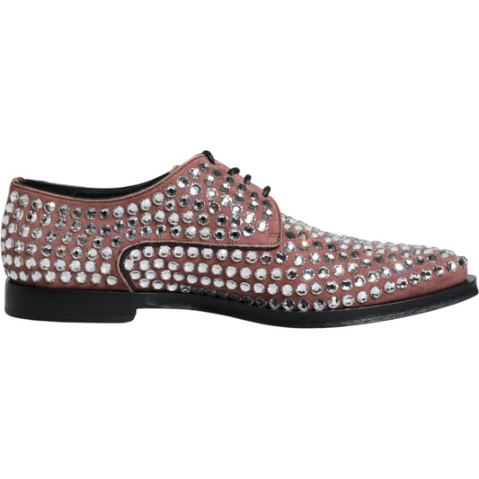 Dolce & Gabbana Brown Strass Embellished Derby Dress Shoes Dolce & Gabbana Dim Gray